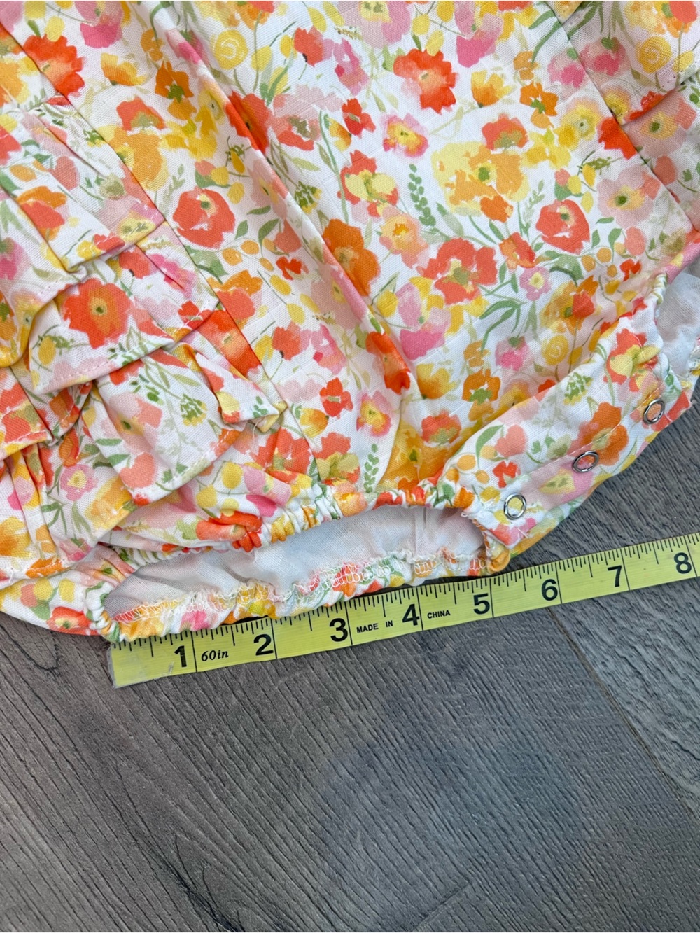 Floral Ruffle Butt Romper - Orange & Yellow - 3T - Picture 6 of 7